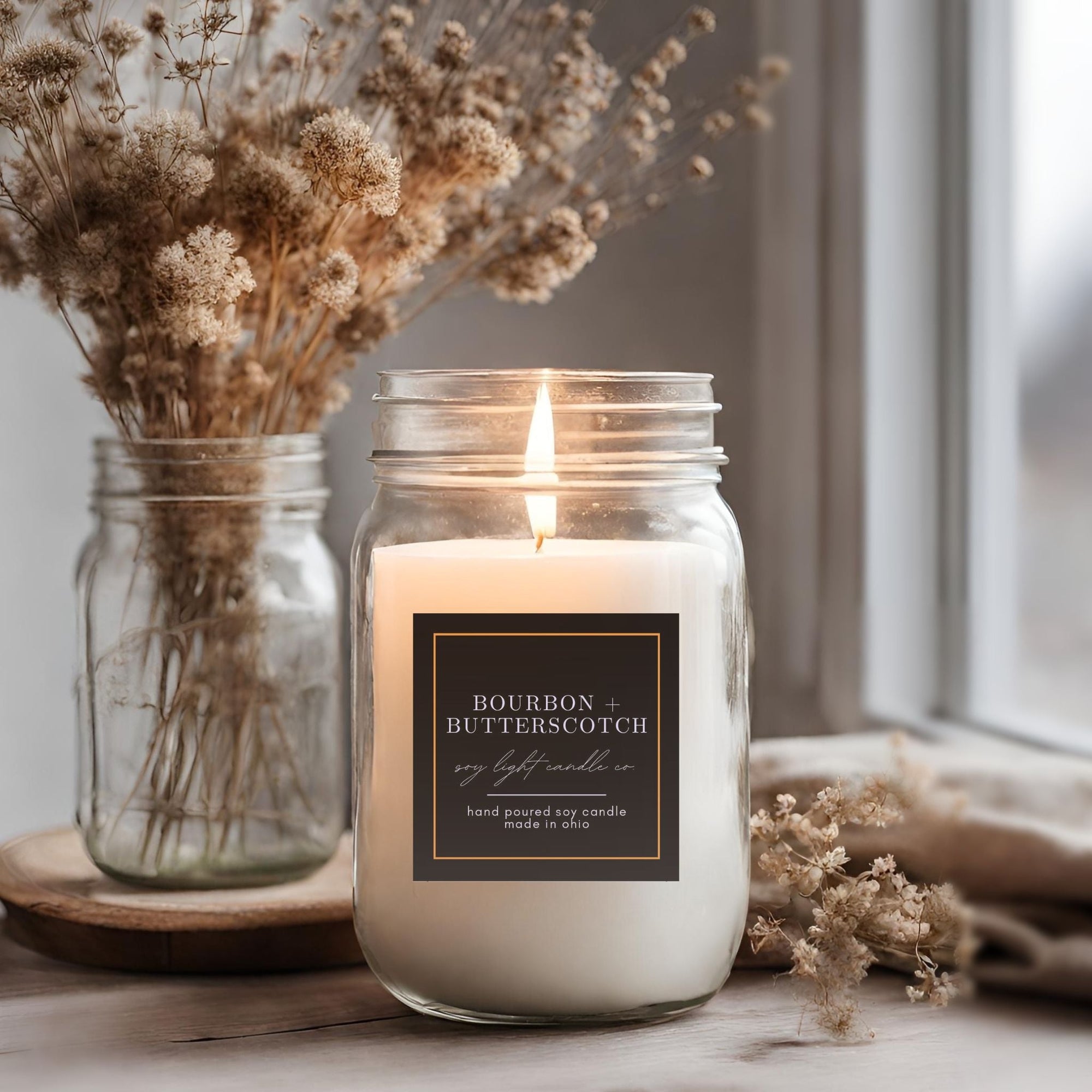 Bourbon and Butterscotch Candle - Soy Light Candle Co.